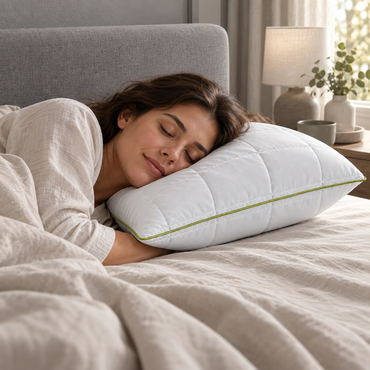 Mr. Pillow Aloe Vera yastık yatak odası görünümü